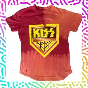 Distressed KISS ARMY Red Vintage Tee Unisex Size L